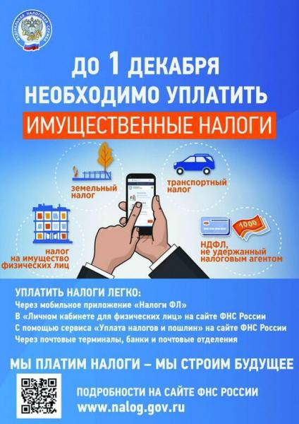 До 1 декабря необходимо уплатить имущественные налоги