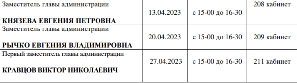Личный прием граждан заместителями главы администрации города Славгорода